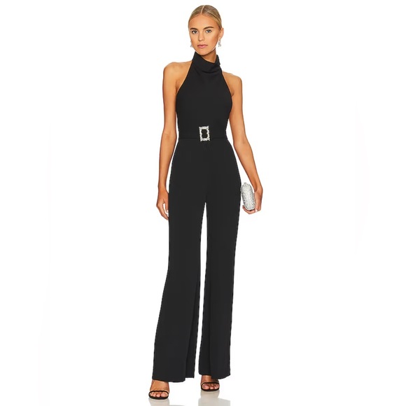 Amanda Upritchard Samba black halter open back wide leg jumpsuit - Picture 2 of 11